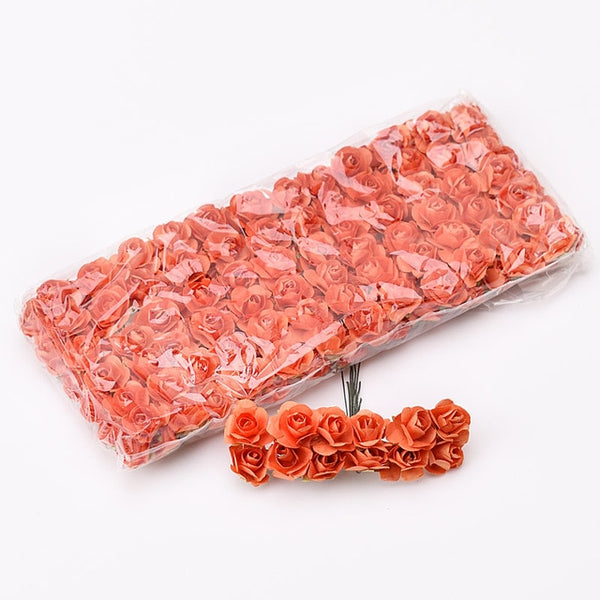 Mini Paper Rose Artificial Flowers 144PCS/lot 1.5cm