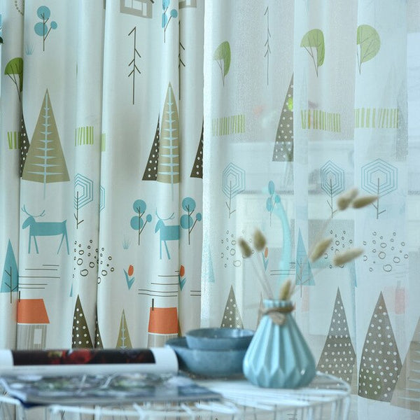 Triangle Tree Children Blackout Curtains