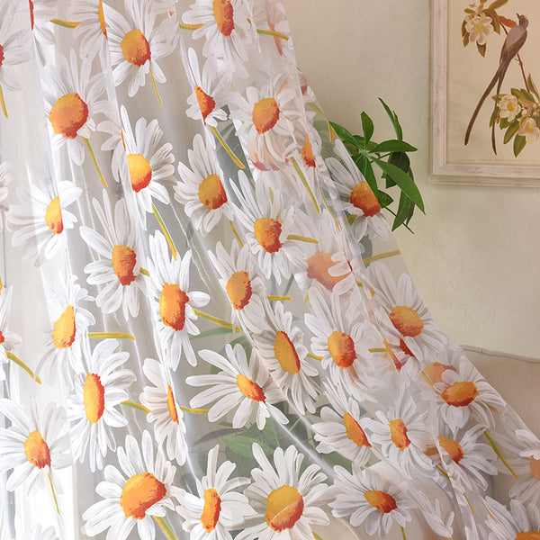 Sun Flower Tulle Curtains for Living Room