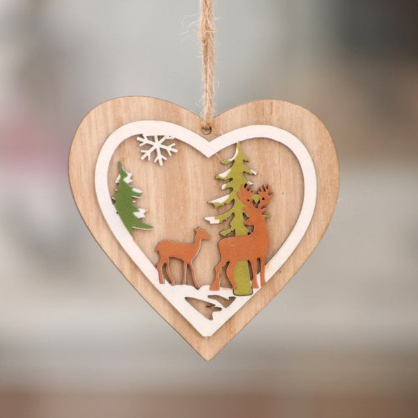 Christmas Ornament Wooden Hanging Pendants Star