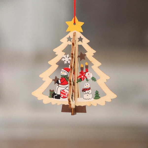 Christmas Ornament Wooden Hanging Pendants Star