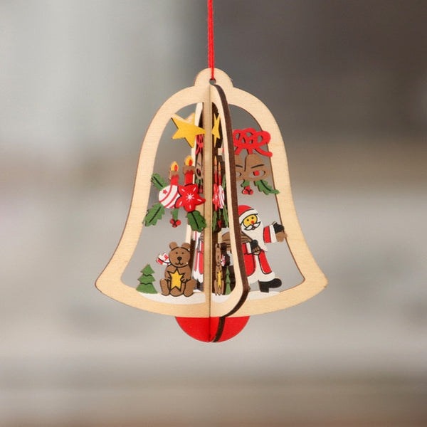 Christmas Ornament Wooden Hanging Pendants Star