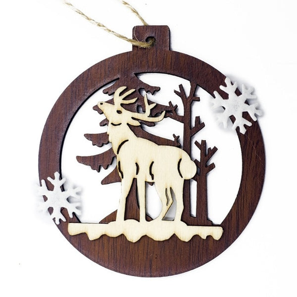 Christmas Ornament Wooden Hanging Pendants Star