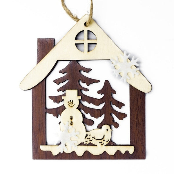 Christmas Ornament Wooden Hanging Pendants Star