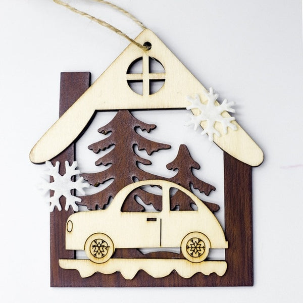 Christmas Ornament Wooden Hanging Pendants Star