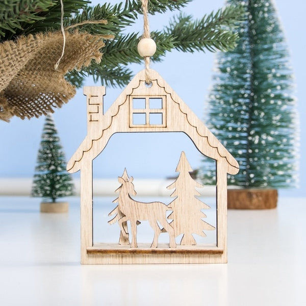Christmas Ornament Wooden Hanging Pendants Star