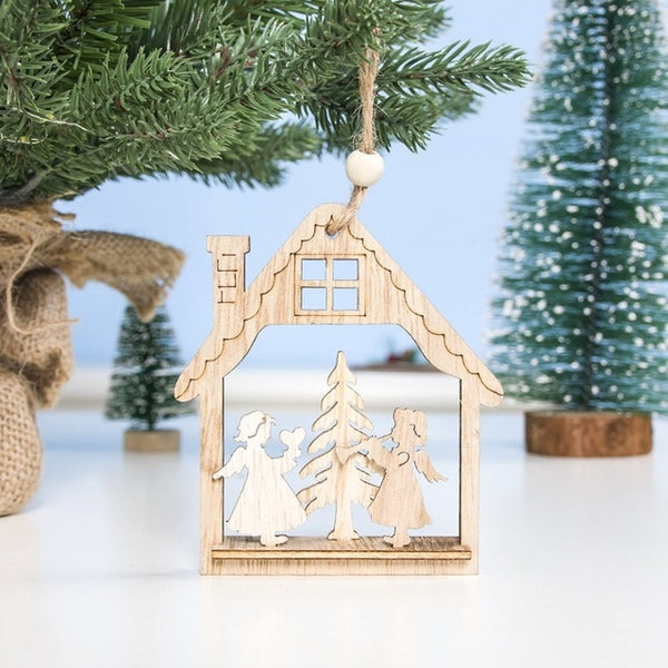 Christmas Ornament Wooden Hanging Pendants Star