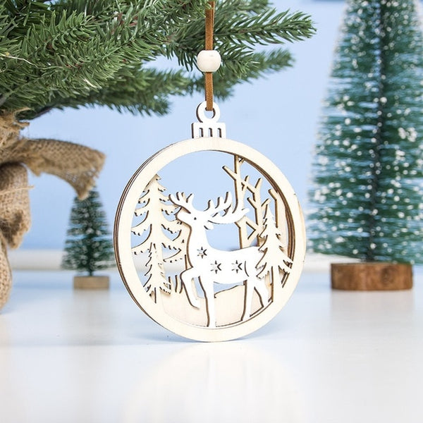Christmas Ornament Wooden Hanging Pendants Star