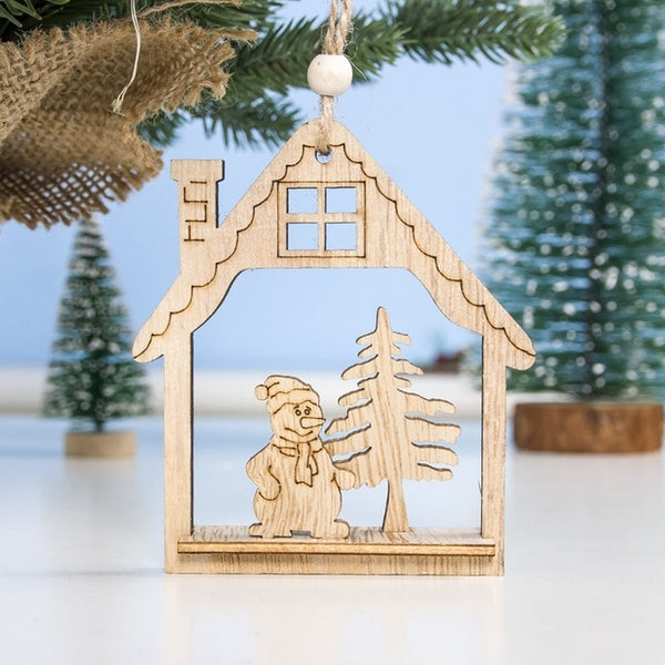 Christmas Ornament Wooden Hanging Pendants Star