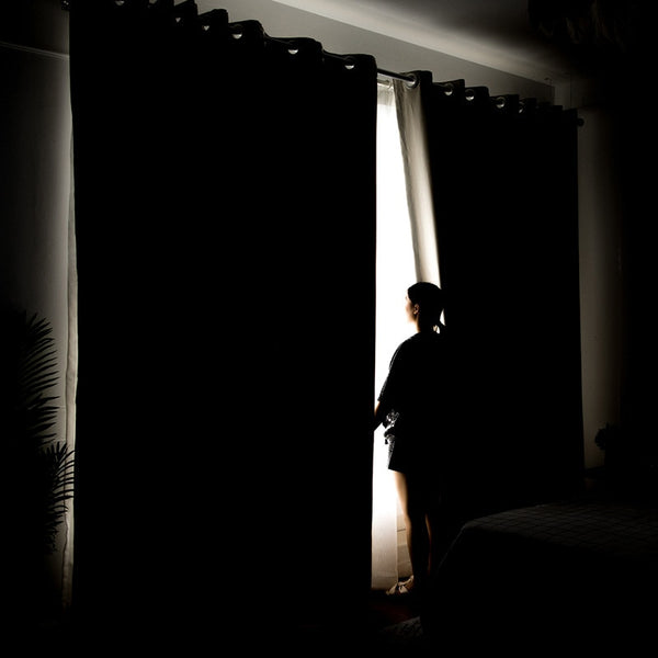 Modern Minimalist Curtain Black Silk