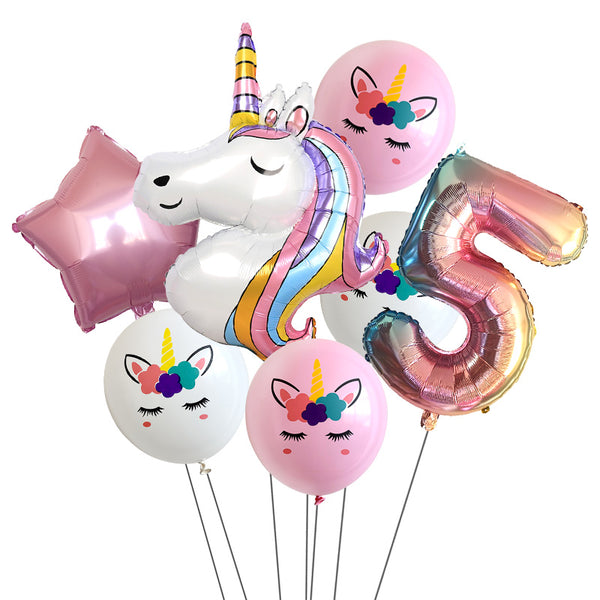 Rainbow Unicorn Party Balloons 7pcs/lot