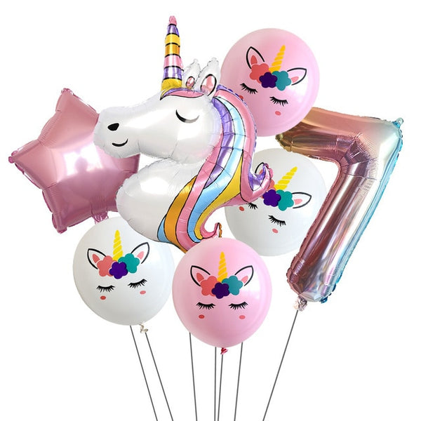 Rainbow Unicorn Party Balloons 7pcs/lot