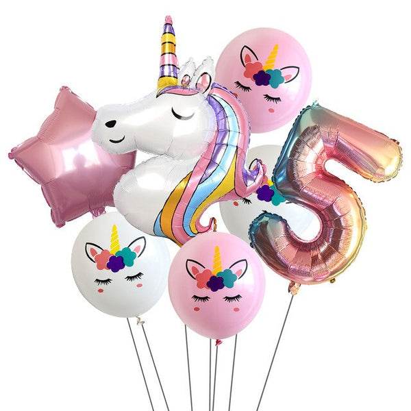 Rainbow Unicorn Party Balloons 7pcs/lot