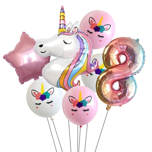 Rainbow Unicorn Party Balloons 7pcs/lot