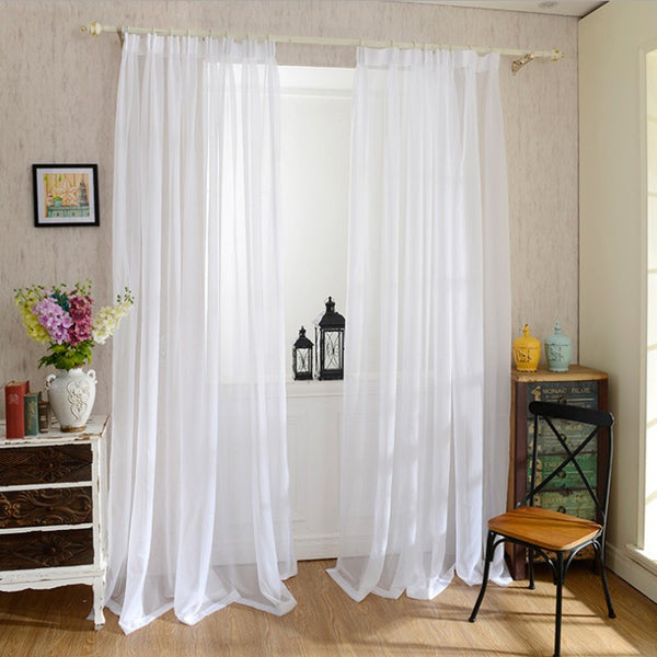 Solid White Yarn Curtain Window Tulle