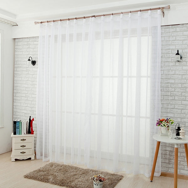 Solid White Yarn Curtain Window Tulle