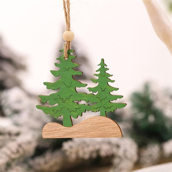 New Year Natural Wood Christmas Tree Ornament