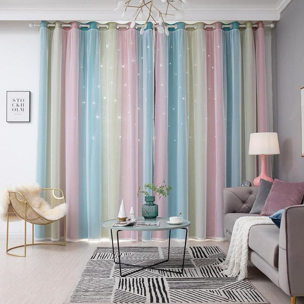 Romantic Rainbow Color Sheer Curtain