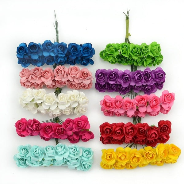 Mini Paper Rose Artificial Flowers 144PCS/lot 1.5cm