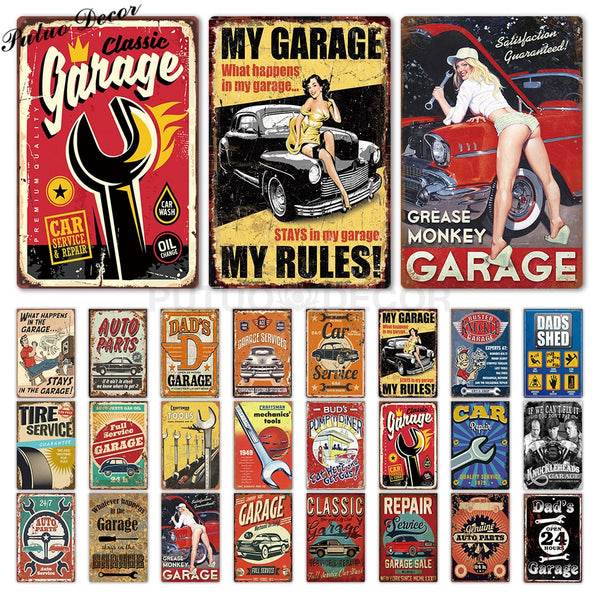 Garage Metal Sign Plaque Metal Vintage