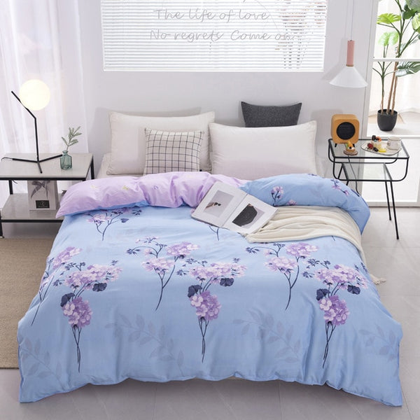 Nordic Style Light Purple Plaid Duvet Cover