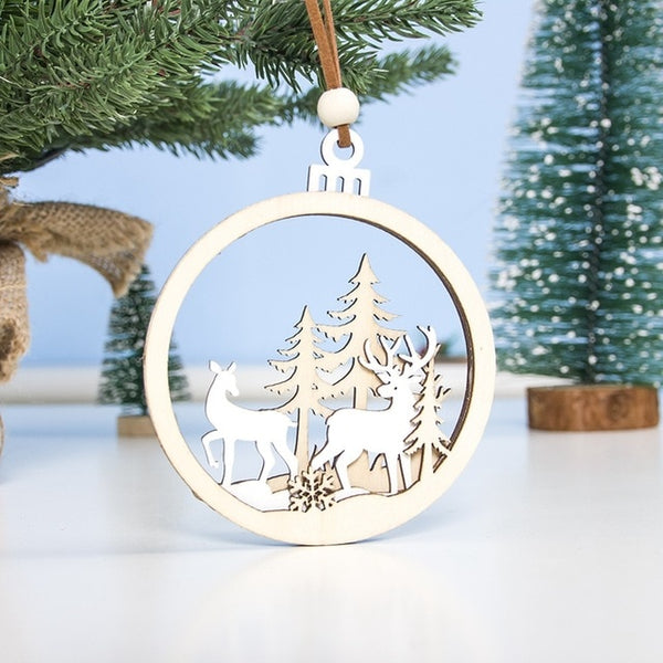 Christmas Ornament Wooden Hanging Pendants Star
