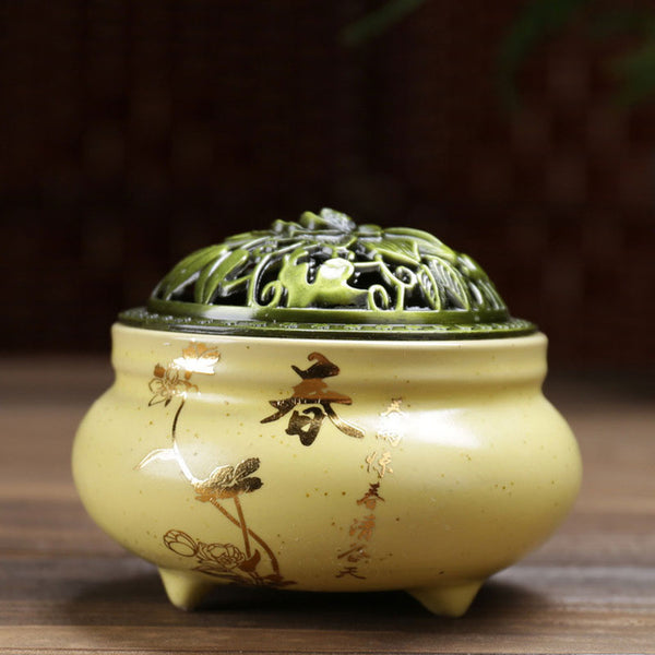 Ceramic Incense Burner Holder With Lotus Cove