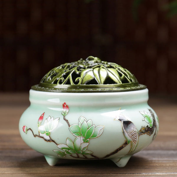 Ceramic Incense Burner Holder With Lotus Cove