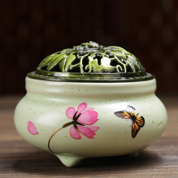 Ceramic Incense Burner Holder With Lotus Cove