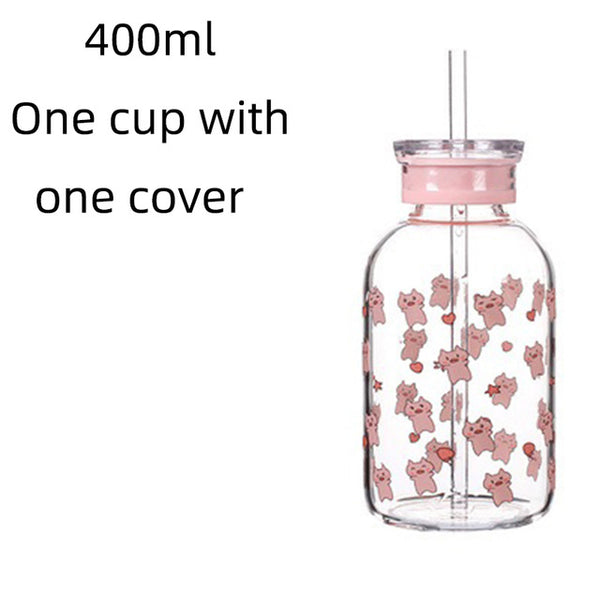 Creative Pig Water Cup Glass Bottles Kawaii Water Bottle