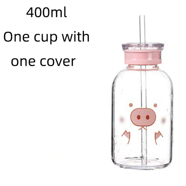 Creative Pig Water Cup Glass Bottles Kawaii Water Bottle