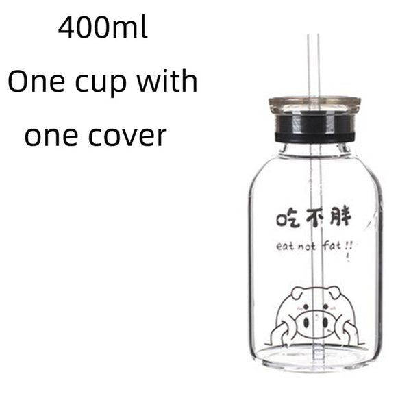 Creative Pig Water Cup Glass Bottles Kawaii Water Bottle