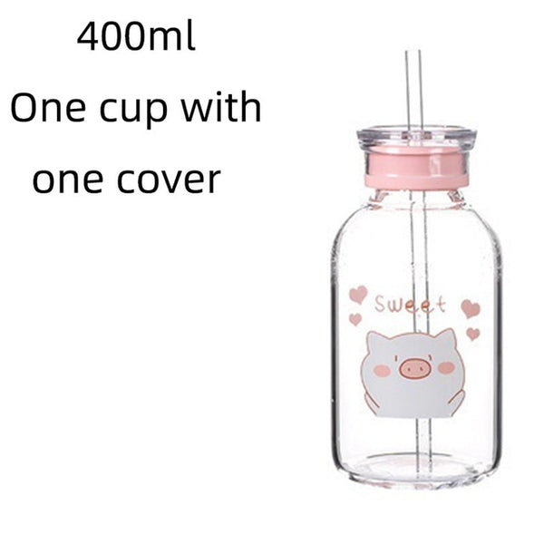 Creative Pig Water Cup Glass Bottles Kawaii Water Bottle