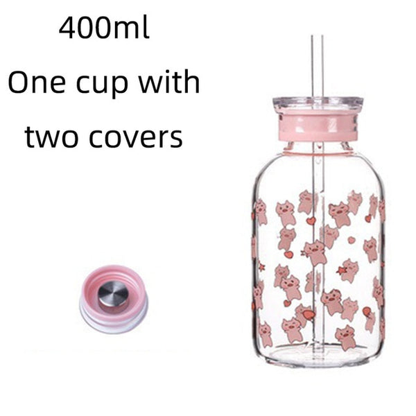 Creative Pig Water Cup Glass Bottles Kawaii Water Bottle