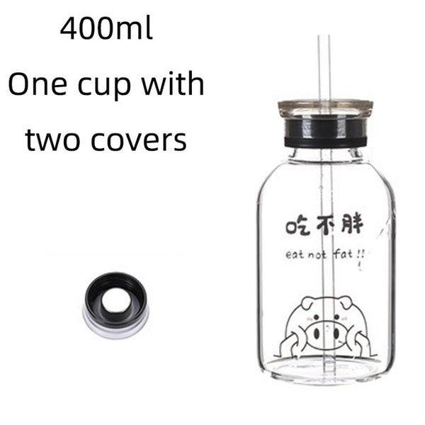 Creative Pig Water Cup Glass Bottles Kawaii Water Bottle