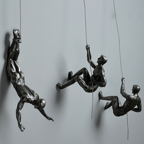 Industrial Style Climbing Man Resin Iron Wire