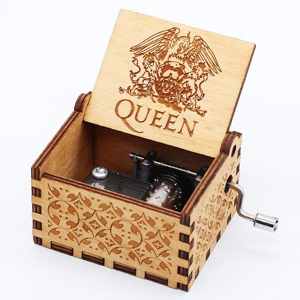 Wooden Hand Crank Music Box - Queen