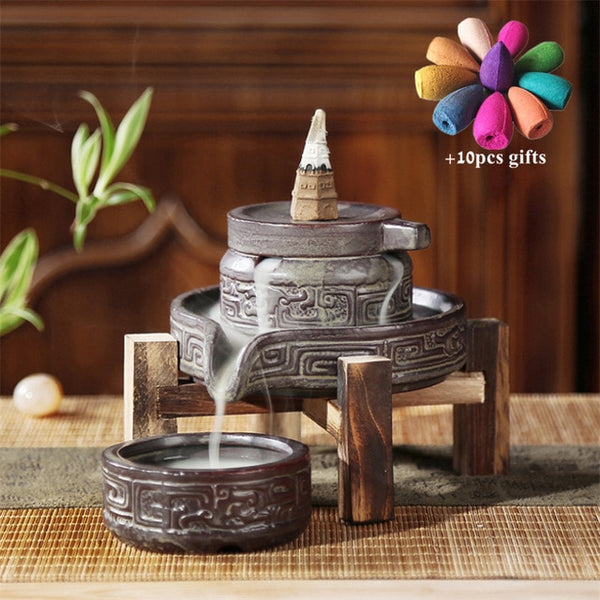 Ceramic Retro Ceramic Backflow Incense Burner Waterfall