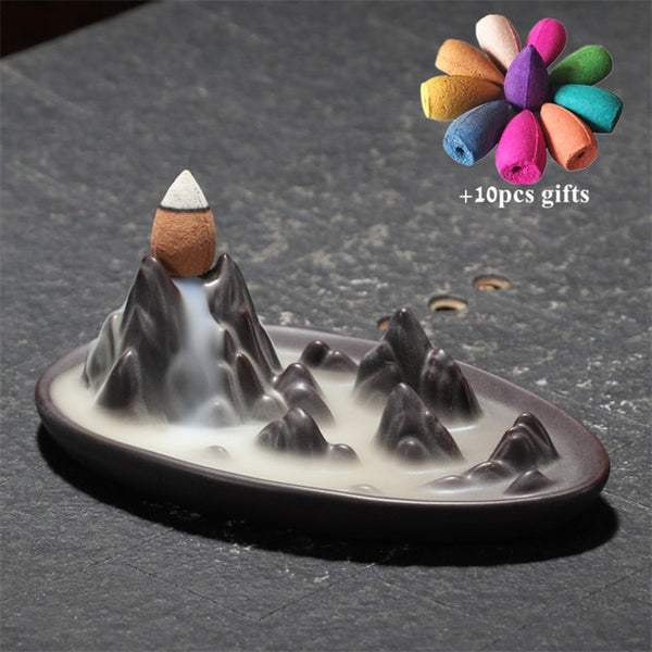 Ceramic Retro Ceramic Backflow Incense Burner Waterfall