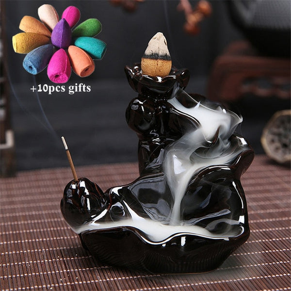 Ceramic Retro Ceramic Backflow Incense Burner Waterfall