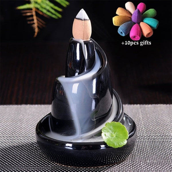 Ceramic Retro Ceramic Backflow Incense Burner Waterfall