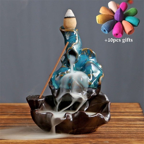 Ceramic Retro Ceramic Backflow Incense Burner Waterfall