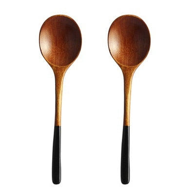 Wooden Spoons Japanese Soup Dessert 2pcs