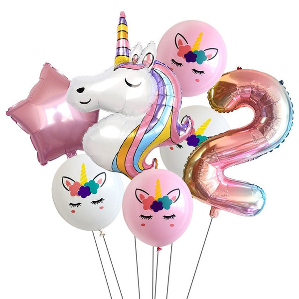 Rainbow Unicorn Party Balloons 7pcs/lot
