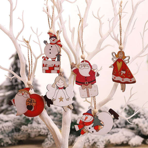 Cartoon Wooden Flying Santa Claus 2pcs