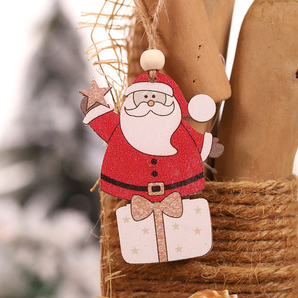 Cartoon Wooden Flying Santa Claus 2pcs