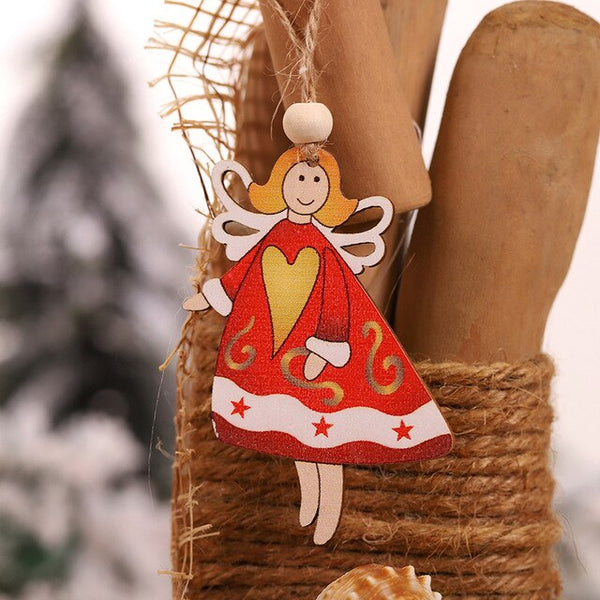 Cartoon Wooden Flying Santa Claus 2pcs