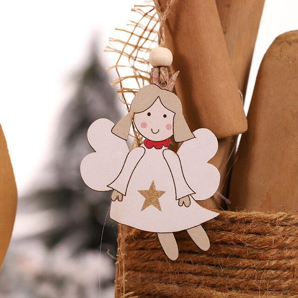 Cartoon Wooden Flying Santa Claus 2pcs